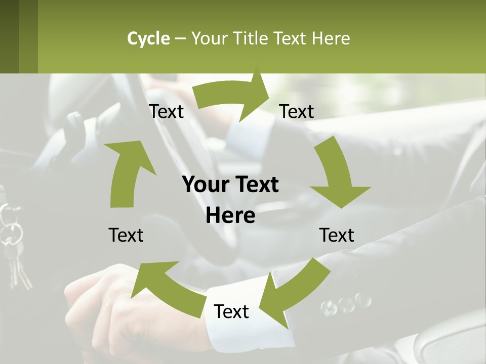 A Man Driving A Car With A Key Chain In His Hand PowerPoint Template