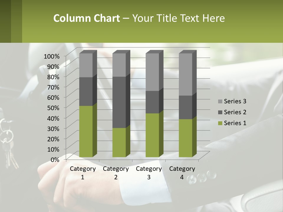 A Man Driving A Car With A Key Chain In His Hand PowerPoint Template