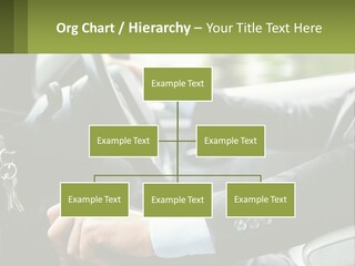 A Man Driving A Car With A Key Chain In His Hand PowerPoint Template