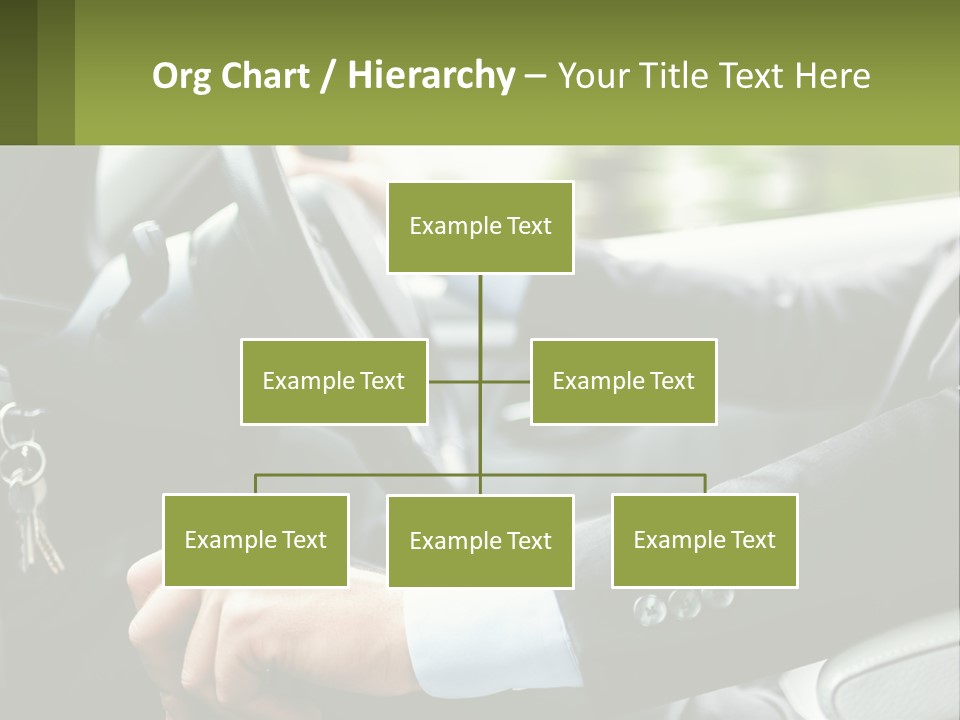 A Man Driving A Car With A Key Chain In His Hand PowerPoint Template