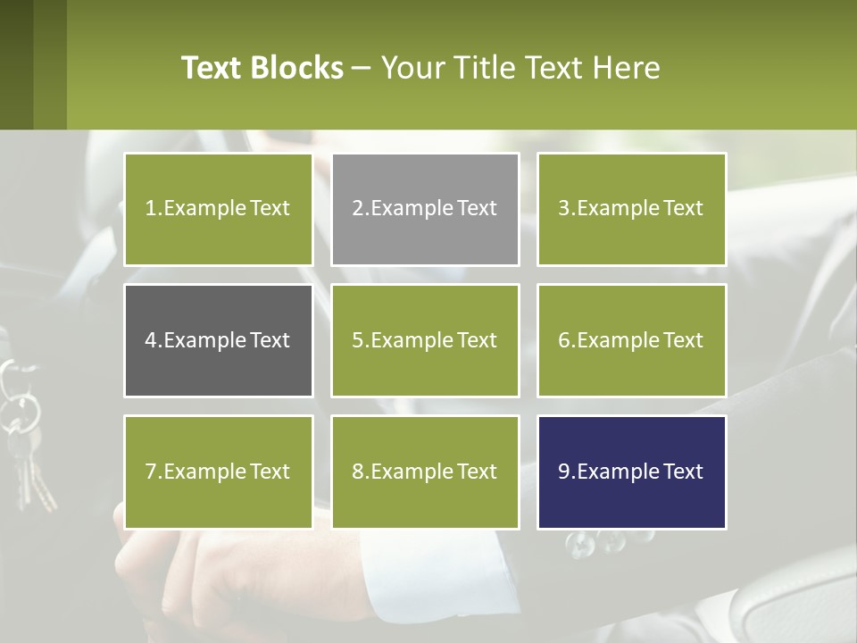 A Man Driving A Car With A Key Chain In His Hand PowerPoint Template