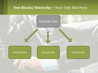 A Man Driving A Car With A Key Chain In His Hand PowerPoint Template