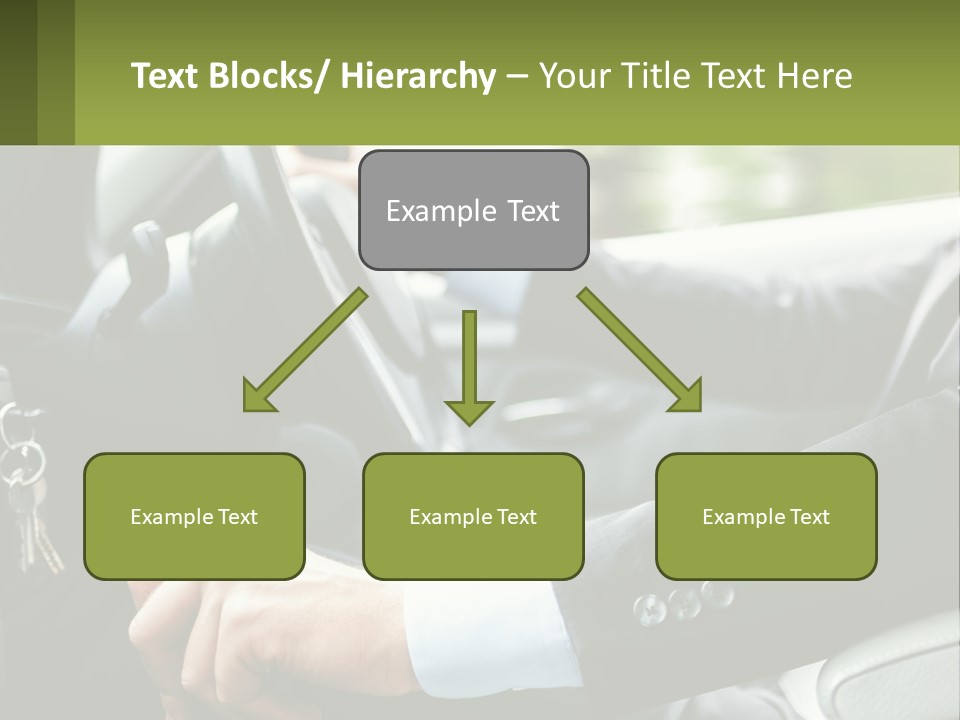 A Man Driving A Car With A Key Chain In His Hand PowerPoint Template