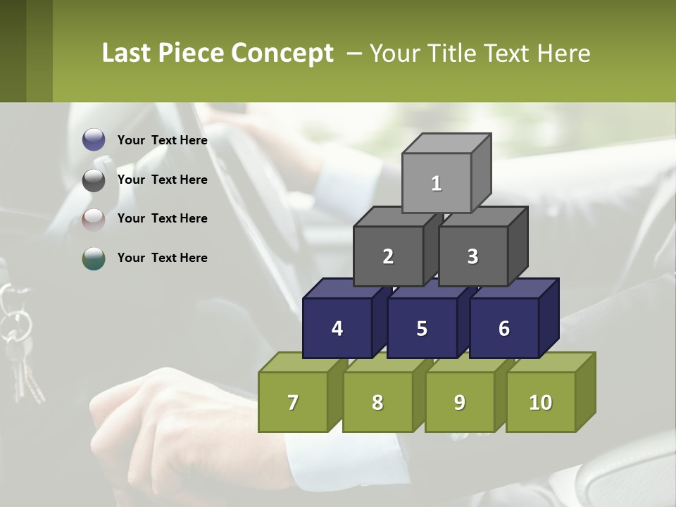 A Man Driving A Car With A Key Chain In His Hand PowerPoint Template