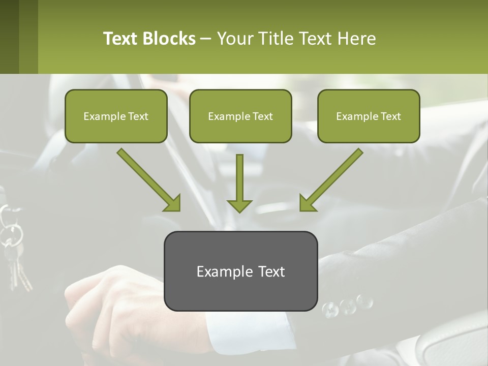 A Man Driving A Car With A Key Chain In His Hand PowerPoint Template