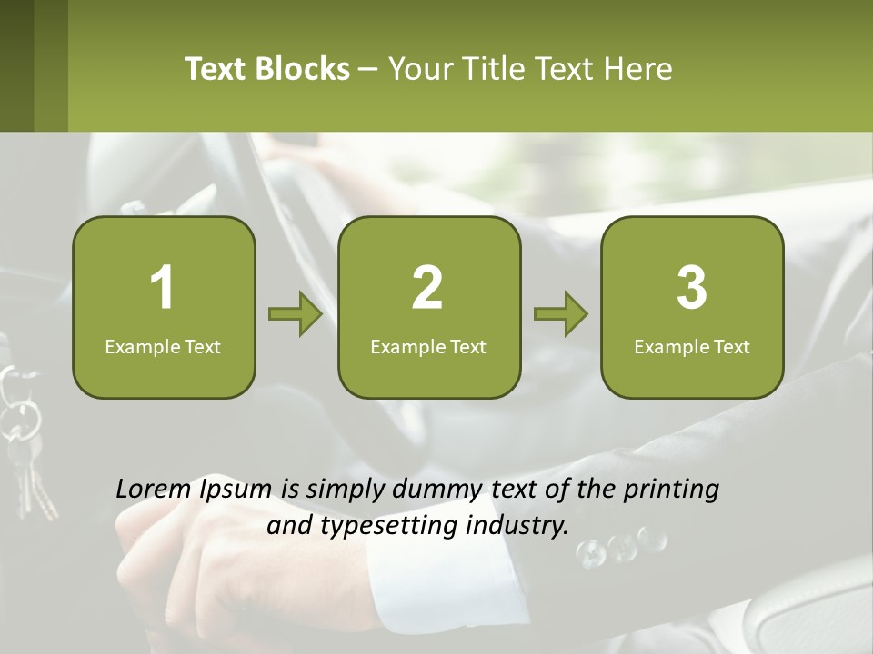 A Man Driving A Car With A Key Chain In His Hand PowerPoint Template