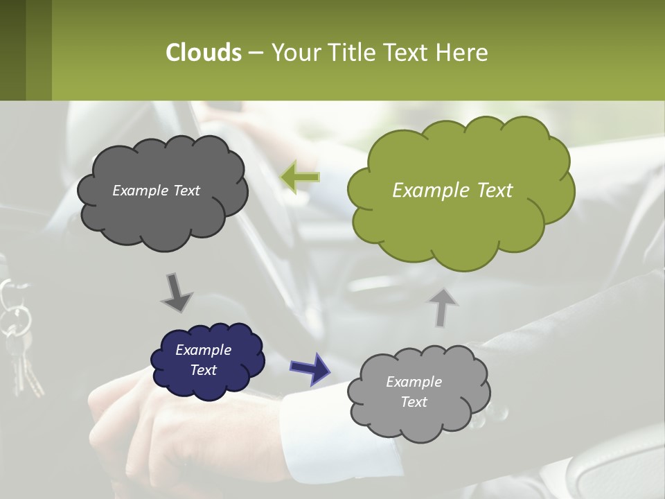 A Man Driving A Car With A Key Chain In His Hand PowerPoint Template