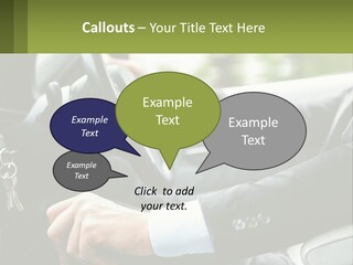 A Man Driving A Car With A Key Chain In His Hand PowerPoint Template