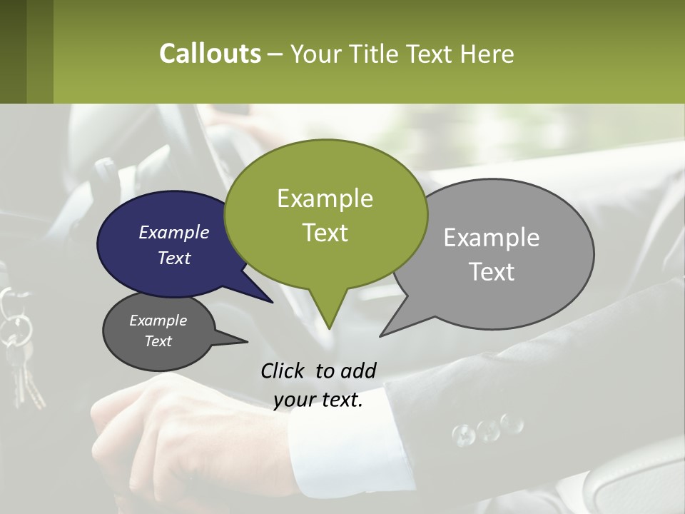 A Man Driving A Car With A Key Chain In His Hand PowerPoint Template