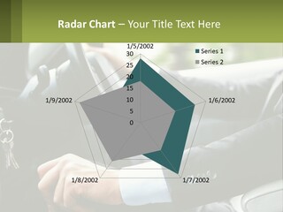 A Man Driving A Car With A Key Chain In His Hand PowerPoint Template