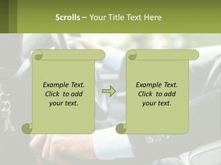 A Man Driving A Car With A Key Chain In His Hand PowerPoint Template