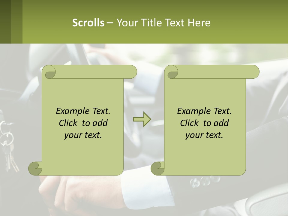 A Man Driving A Car With A Key Chain In His Hand PowerPoint Template