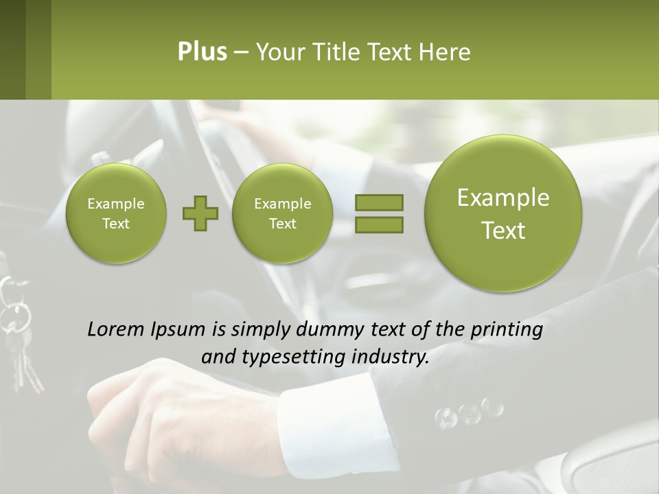 A Man Driving A Car With A Key Chain In His Hand PowerPoint Template