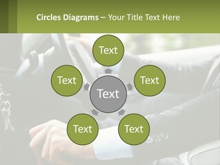 A Man Driving A Car With A Key Chain In His Hand PowerPoint Template