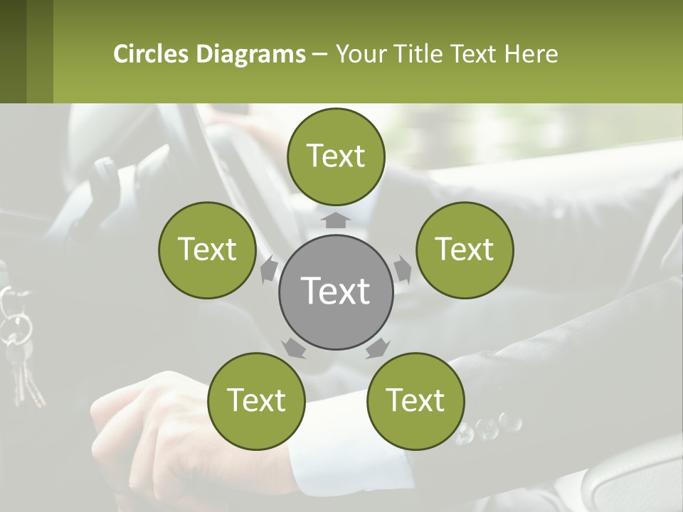 A Man Driving A Car With A Key Chain In His Hand PowerPoint Template