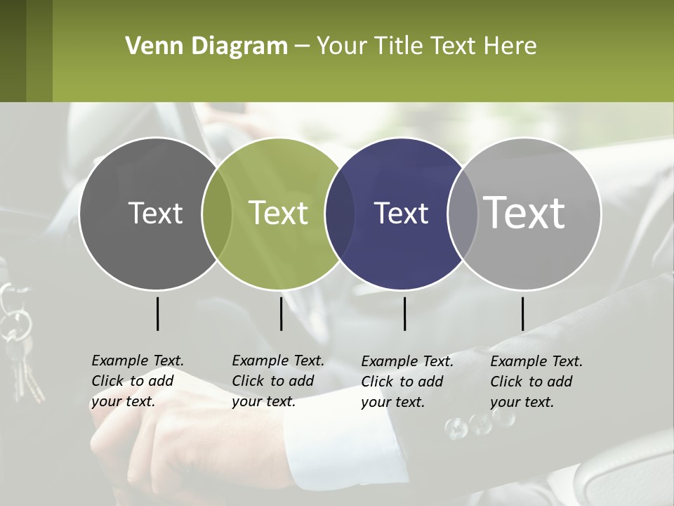 A Man Driving A Car With A Key Chain In His Hand PowerPoint Template