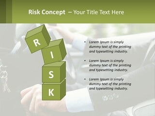 A Man Driving A Car With A Key Chain In His Hand PowerPoint Template