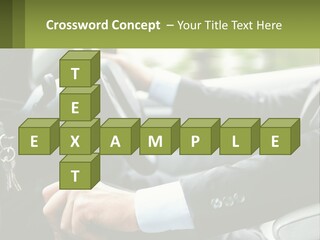 A Man Driving A Car With A Key Chain In His Hand PowerPoint Template