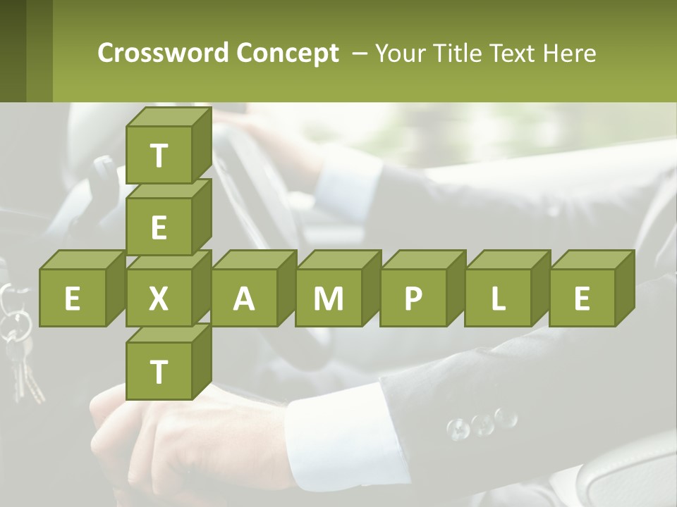 A Man Driving A Car With A Key Chain In His Hand PowerPoint Template