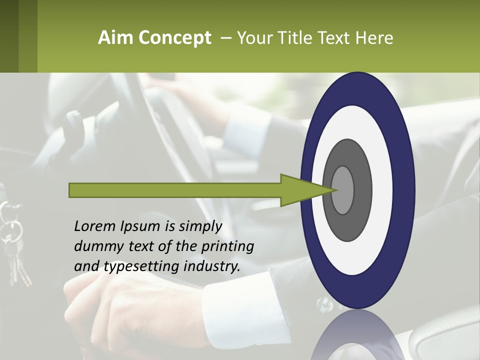 A Man Driving A Car With A Key Chain In His Hand PowerPoint Template