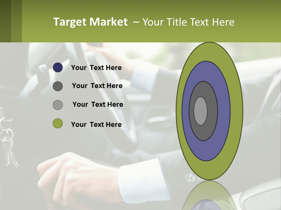 A Man Driving A Car With A Key Chain In His Hand PowerPoint Template