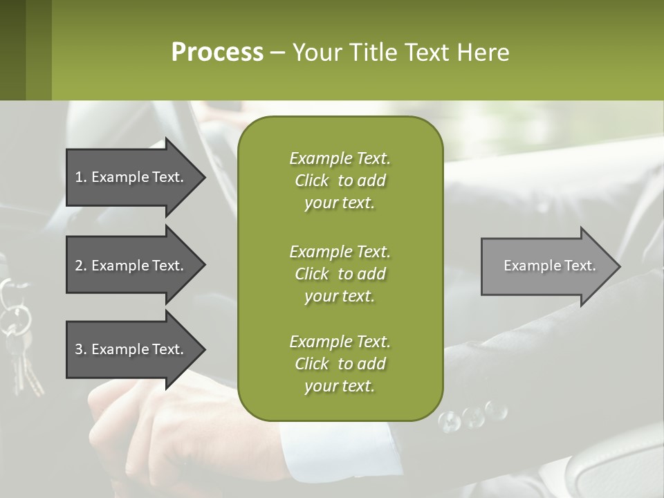 A Man Driving A Car With A Key Chain In His Hand PowerPoint Template