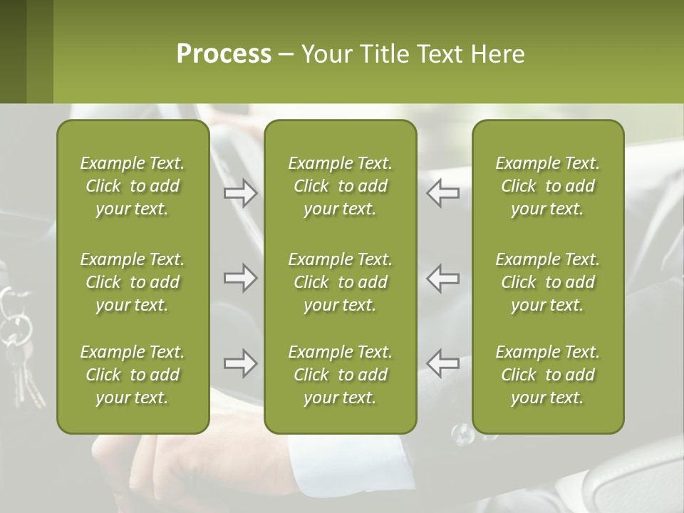 A Man Driving A Car With A Key Chain In His Hand PowerPoint Template
