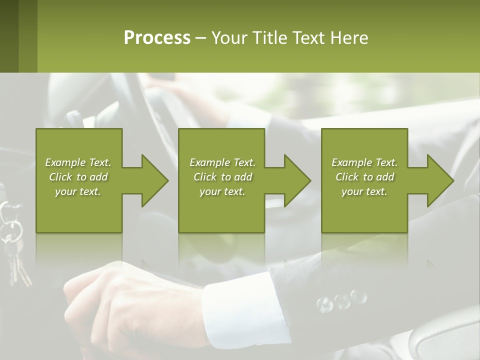A Man Driving A Car With A Key Chain In His Hand PowerPoint Template