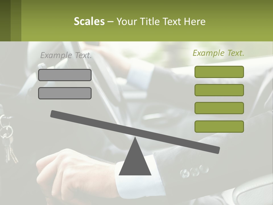 A Man Driving A Car With A Key Chain In His Hand PowerPoint Template