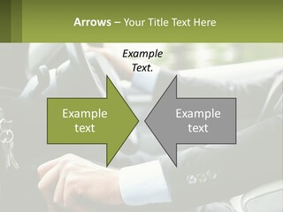 A Man Driving A Car With A Key Chain In His Hand PowerPoint Template