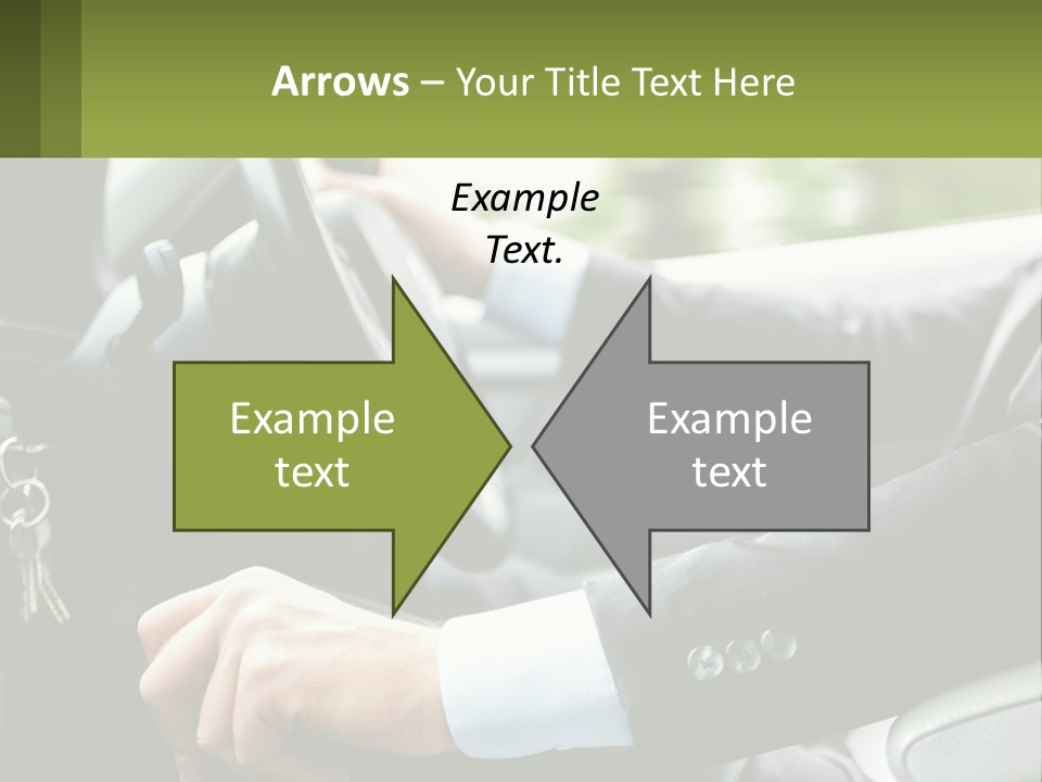 A Man Driving A Car With A Key Chain In His Hand PowerPoint Template