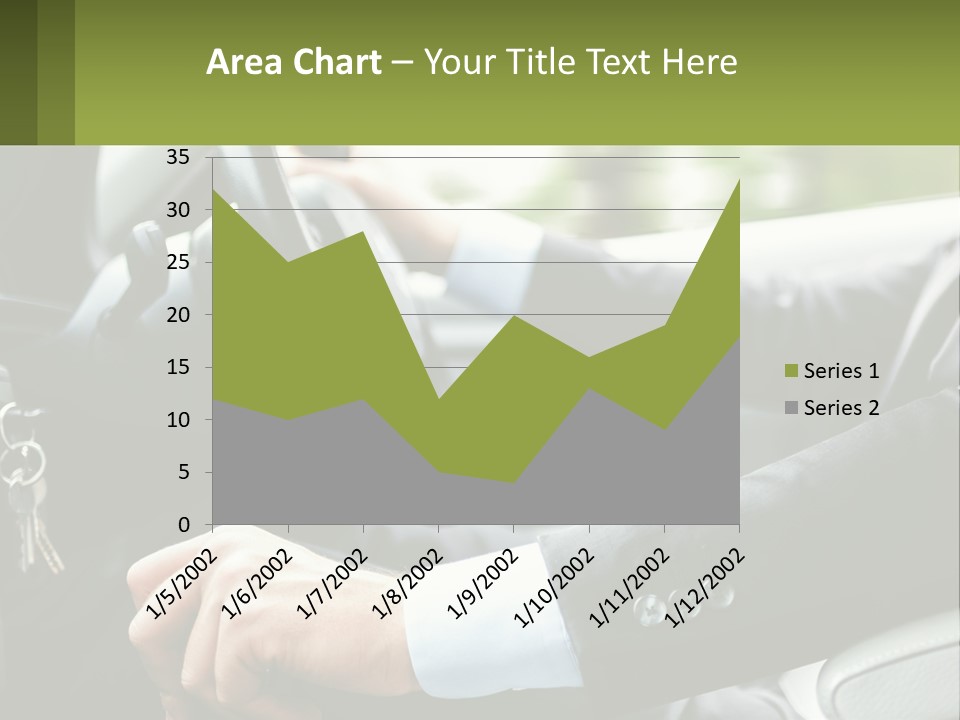 A Man Driving A Car With A Key Chain In His Hand PowerPoint Template