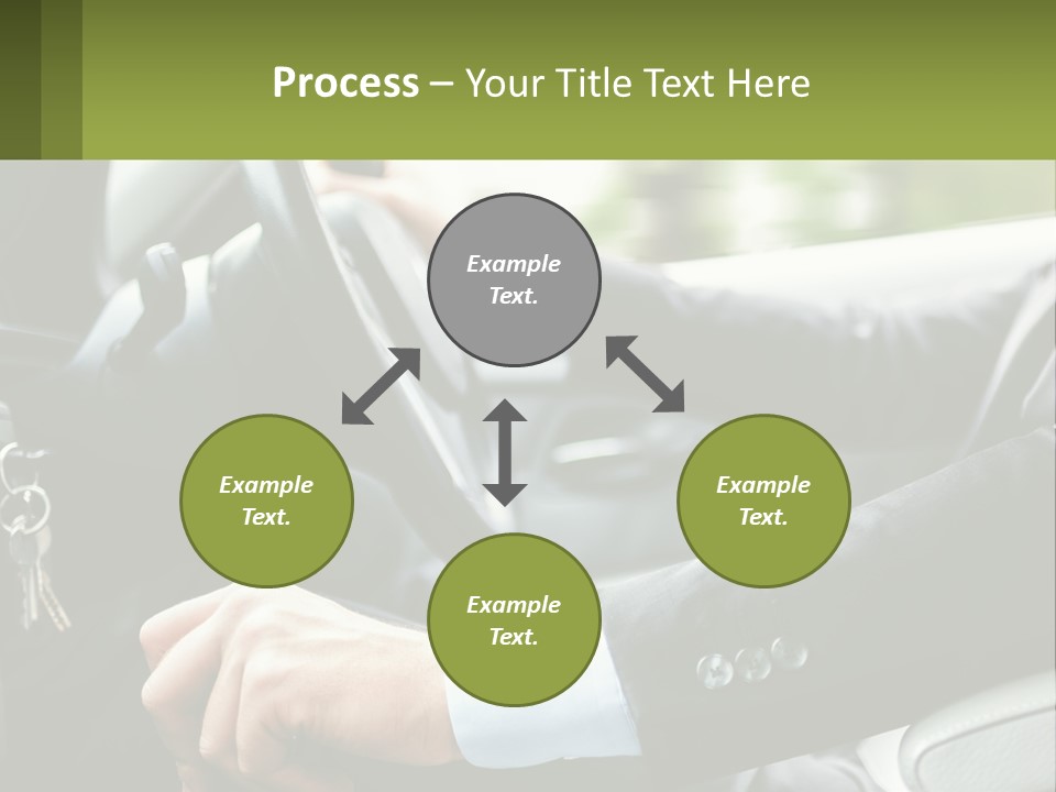 A Man Driving A Car With A Key Chain In His Hand PowerPoint Template