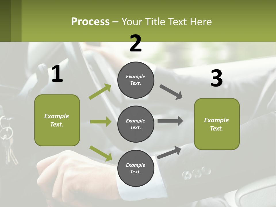 A Man Driving A Car With A Key Chain In His Hand PowerPoint Template