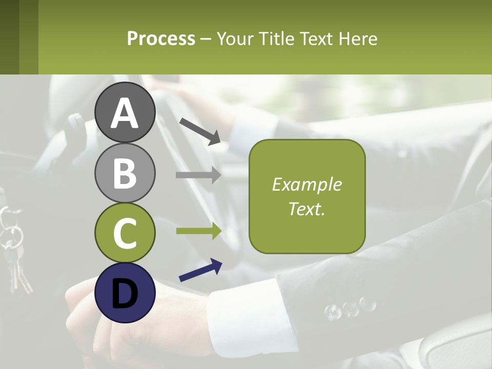 A Man Driving A Car With A Key Chain In His Hand PowerPoint Template