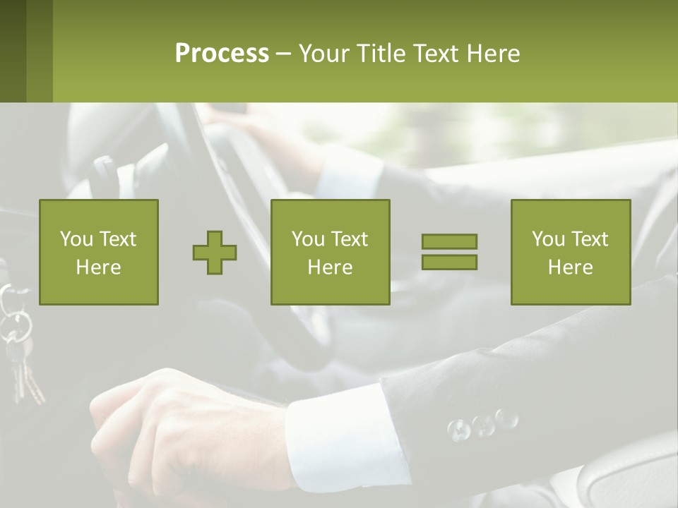 A Man Driving A Car With A Key Chain In His Hand PowerPoint Template