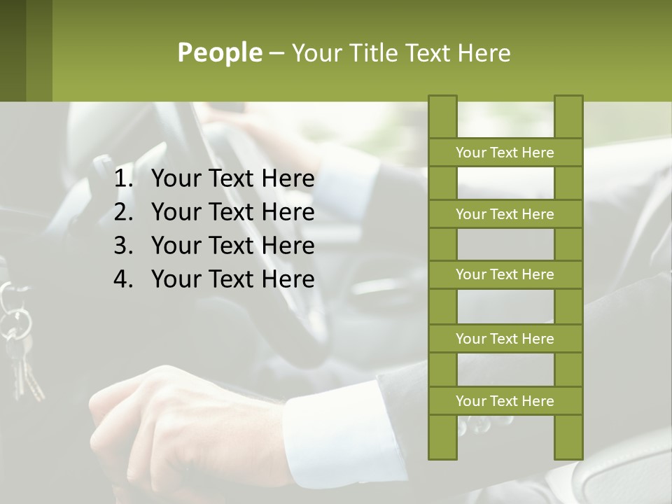 A Man Driving A Car With A Key Chain In His Hand PowerPoint Template