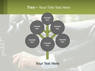 A Man Driving A Car With A Key Chain In His Hand PowerPoint Template