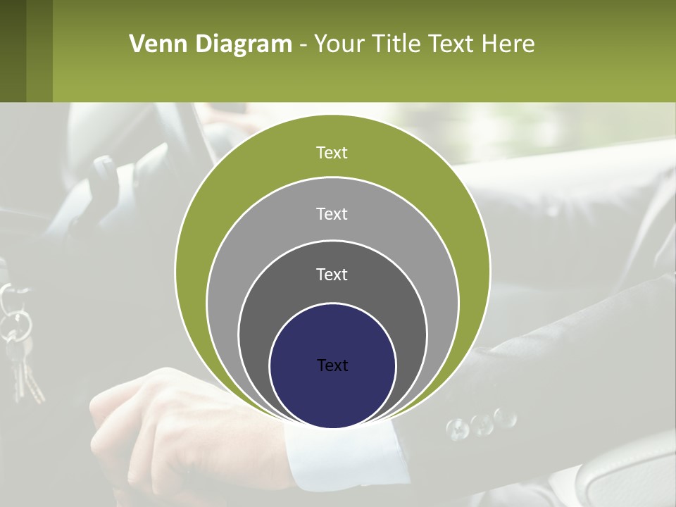 A Man Driving A Car With A Key Chain In His Hand PowerPoint Template