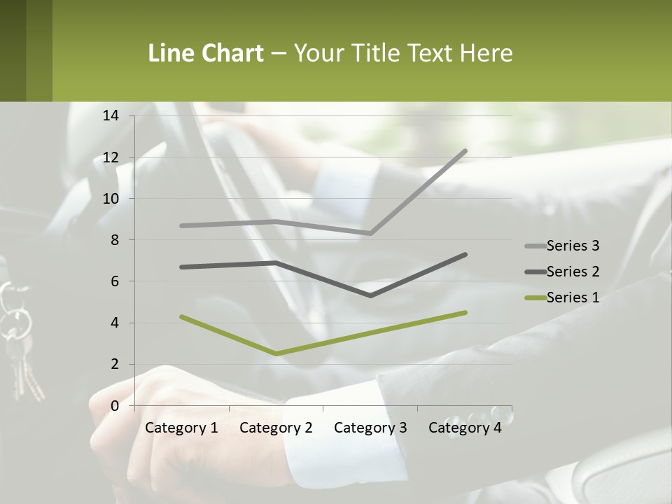 A Man Driving A Car With A Key Chain In His Hand PowerPoint Template
