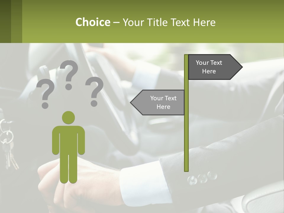 A Man Driving A Car With A Key Chain In His Hand PowerPoint Template