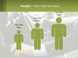 A Man Driving A Car With A Key Chain In His Hand PowerPoint Template