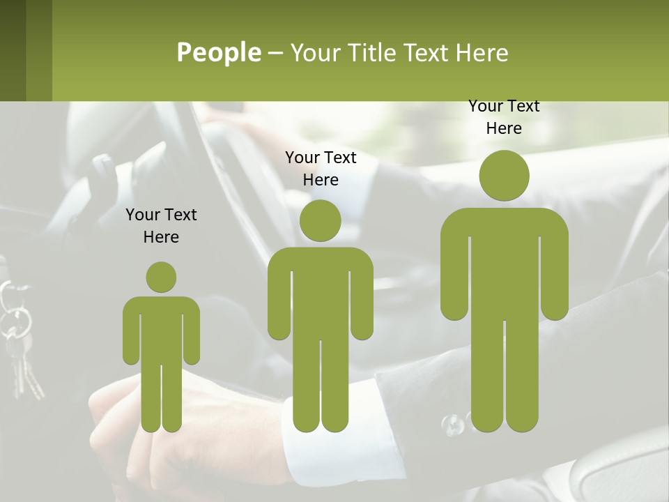 A Man Driving A Car With A Key Chain In His Hand PowerPoint Template