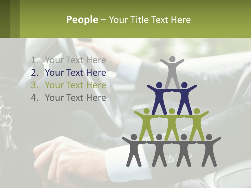 A Man Driving A Car With A Key Chain In His Hand PowerPoint Template