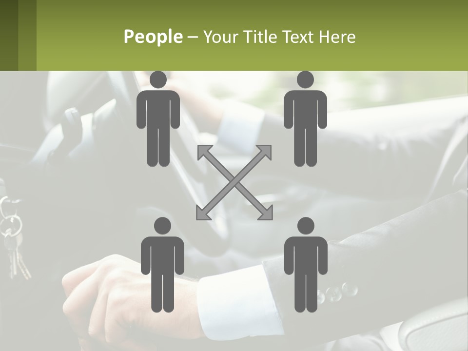 A Man Driving A Car With A Key Chain In His Hand PowerPoint Template