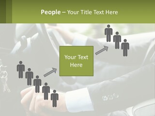 A Man Driving A Car With A Key Chain In His Hand PowerPoint Template