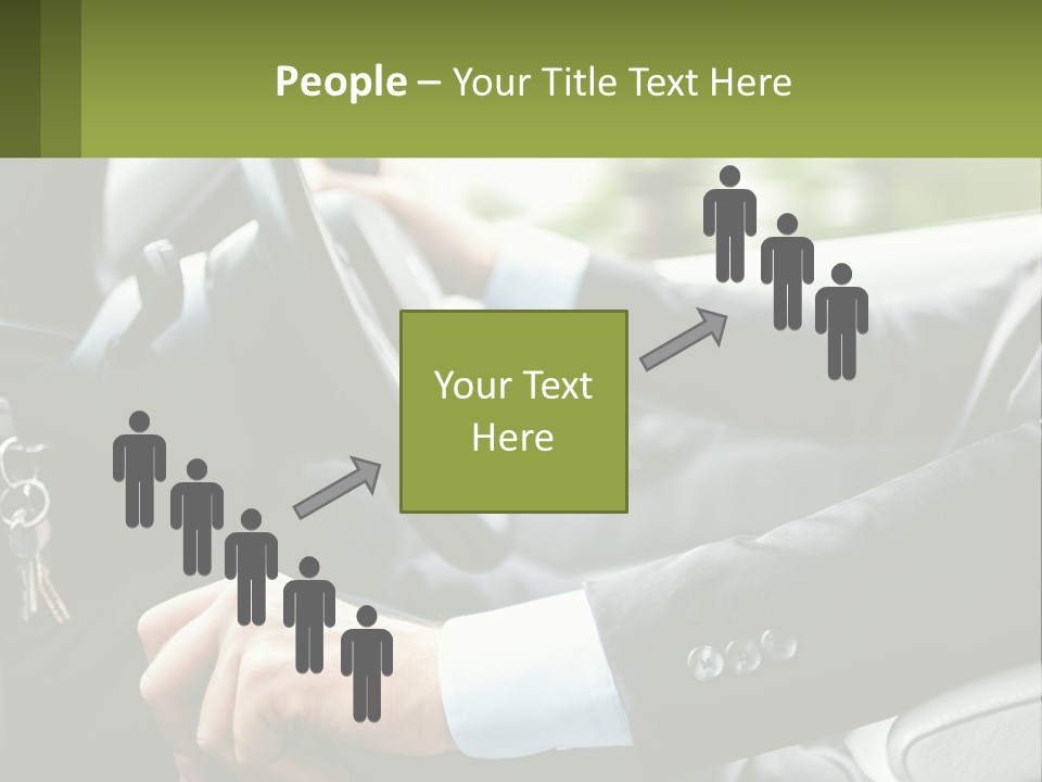 A Man Driving A Car With A Key Chain In His Hand PowerPoint Template