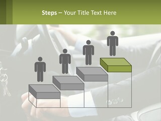A Man Driving A Car With A Key Chain In His Hand PowerPoint Template