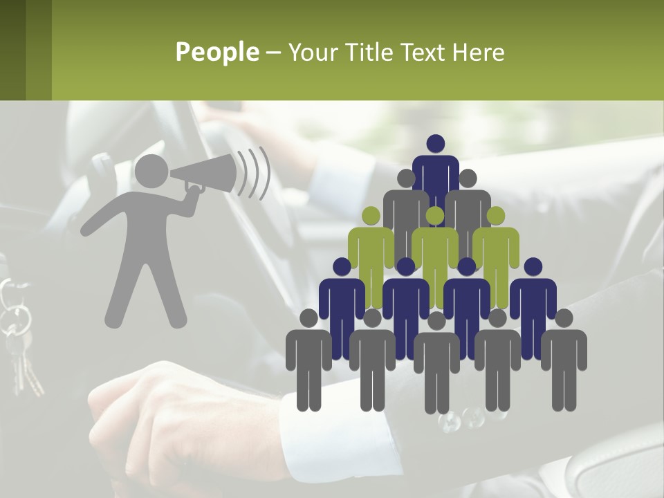 A Man Driving A Car With A Key Chain In His Hand PowerPoint Template