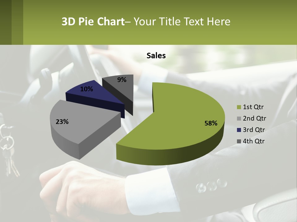 A Man Driving A Car With A Key Chain In His Hand PowerPoint Template